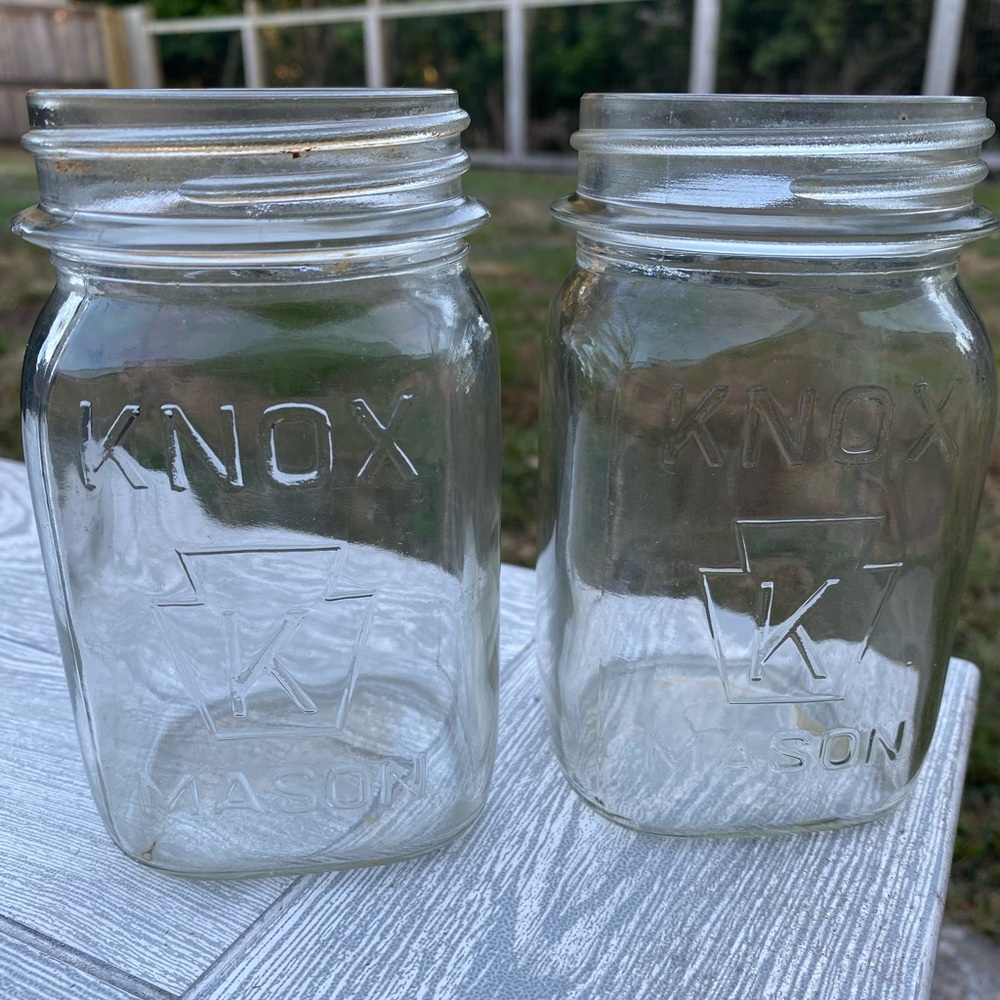 Vintage Knox Mason Jars pair for crafting